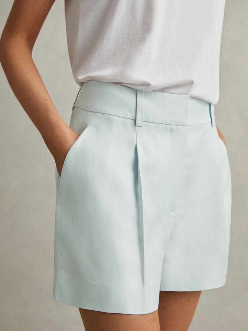 PINK STITCH light baby blue shorts beach cotton